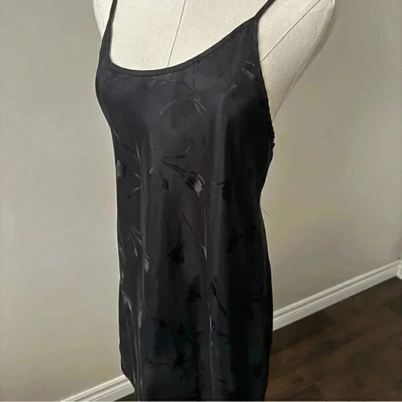 Vintage black satin floral detail slip dress M - Picture 7 of 7
